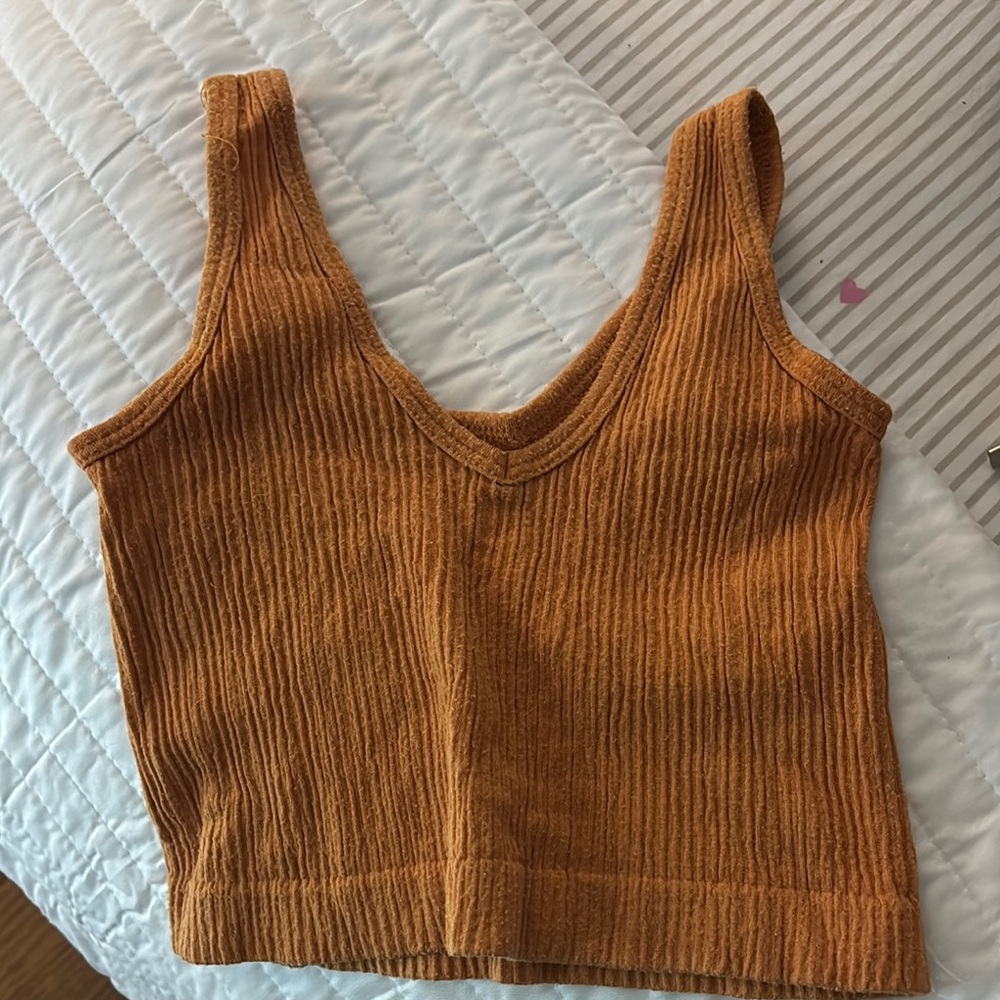 Women's Ribbed Tan Crop Top